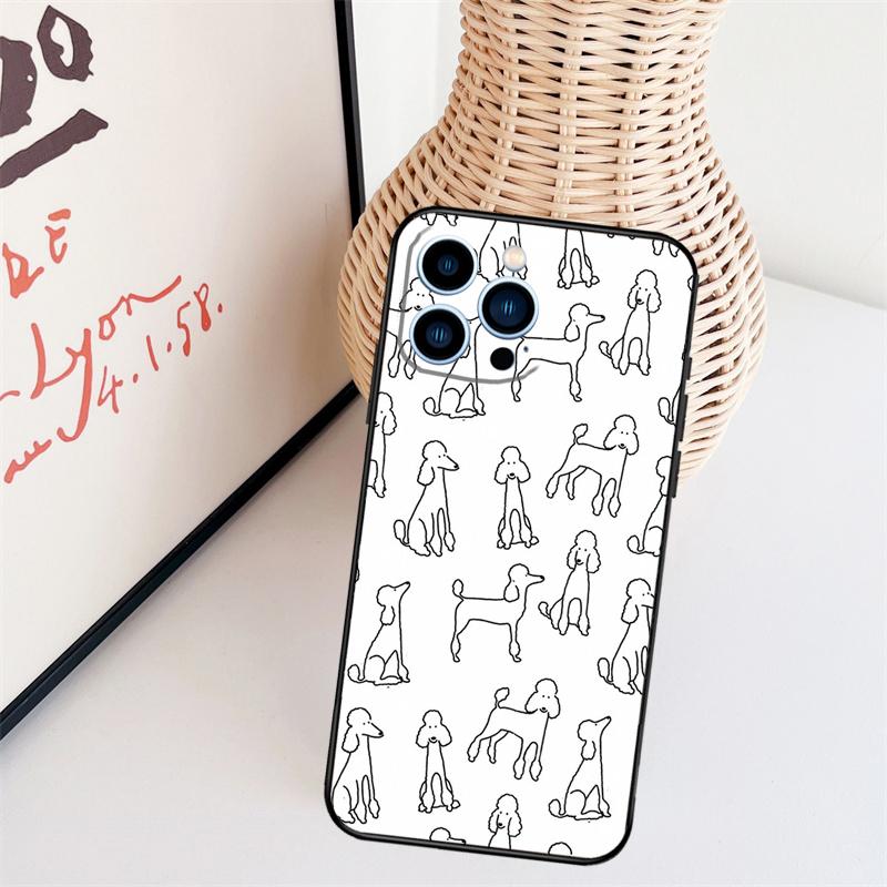 Мультяшный чехол для телефона с пуделем Для iPhone 16 Pro Max 14 13 12 11 15 17 Pro Max mini 15 16 Plus 16e Задняя крышка