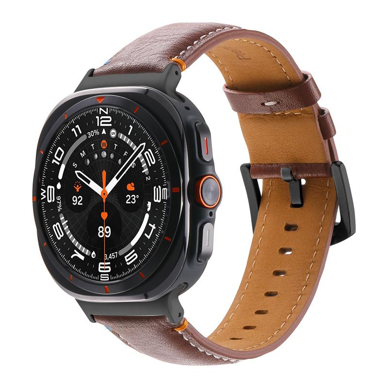 Кожаный ремешок без зазоров для Samsung Galaxy Watch 7 ULTRA 47 мм мужской ремешок для galaxy watch ultra7 47 мм для браслета изогнутый