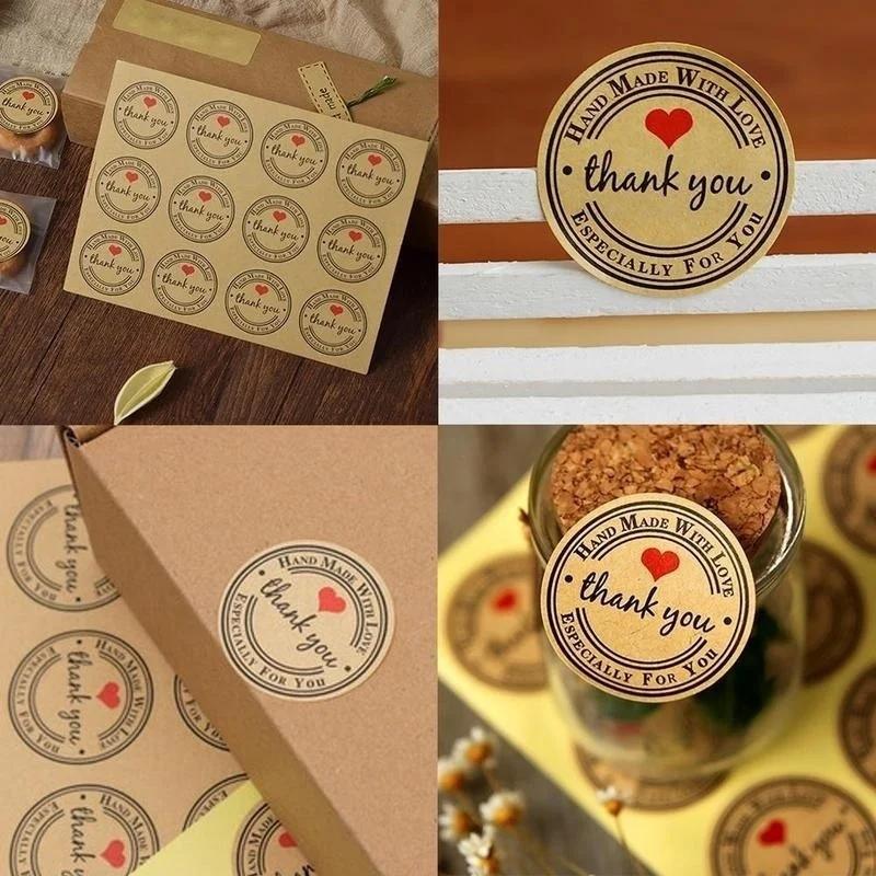 10 шт. Крафт-бумага Любовь Выпечка Печать Паста Упаковочные этикетки Декоративные наклейки Минималистичные и красивые Подходят для всех случаев