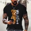 Men's T-shirt 2024 Summer New Round Neck Short Sleeved Bear 3D Printed Plus Size Top