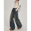 2026 High-Waisted Straight Cut Jeans Women Relaxed Fit Retro Wash Lightweight Denim Trousers