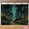 2D Enchanted Night Forest Backdrop Photography Background Banner