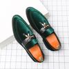 Fashion Luxury Green Leather Suede Loafer Shoes Men Large Size 46 Wedding Flat Moccasins Men Formal Business Slip On Male Casual Shoes