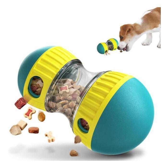 Jouet interactif pour chien - distributeur de croquettes réglable jaune, balle friandise anti-ennui Heerico