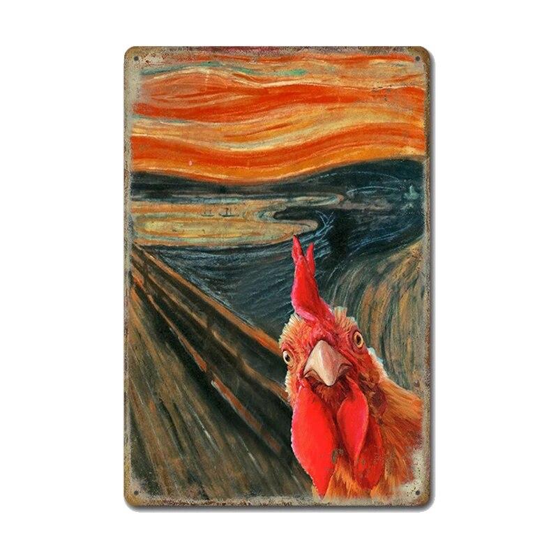 Оловянные знаки с цыплятами, металлический винтажный постер, петух, куриные яйца, ретро-налет, настенные наклейки, живопись для двери фермы, домашний декор