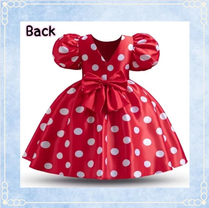 [Сай Сай] Косплей Минни Маус для Девочек [Только Рукава-Буфы] Аниме Весна Лето Осень Зима Цельное Платье в Горошек Детская Одежда Костюм Детский