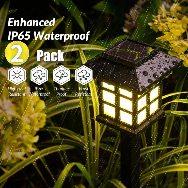 2pack Solar Lawn Lights Outdoor Waterproof Courtyard Landscape Lights Garden Villa Courtyard Decorative Floor Mounted Warm Lights
