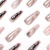 Wear nail art naked powder long ballet rhinestone butterfly fake nail gold foil glitter false nail cross-border direct supply