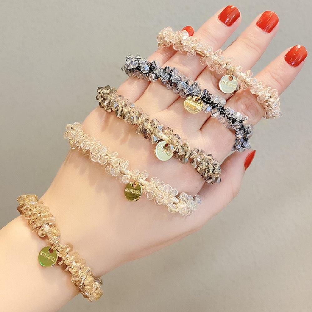 Hair Accessories Headband Girls Elastic Beads Rhinestone Pearl Headwear Hair Rings Hair Rope