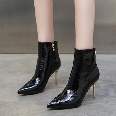 Мода 2024 Дизайнерские Ботильоны Женские Модные Ботильоны С Заостренным Носком На Высоком Каблуке Золотые Серебряные Лакированные Ботильоны Туфли Подиумные Туфли