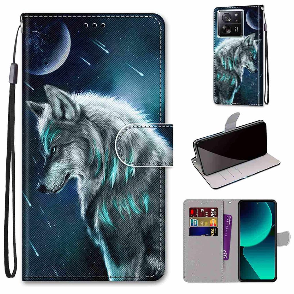 Fashion Painted Pattern Cover Lanyard Flip Leather Case For iPhone Samsung Huawei Honor Xiaomi Redmi OPPO Realme Moto Asus