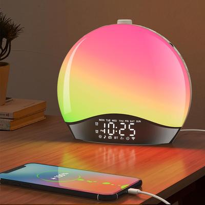 Новый умный будильник с Bluetooth, красочный прикроватный светильник, имитация восхода и заката, естественный световой будильник с музыкой
