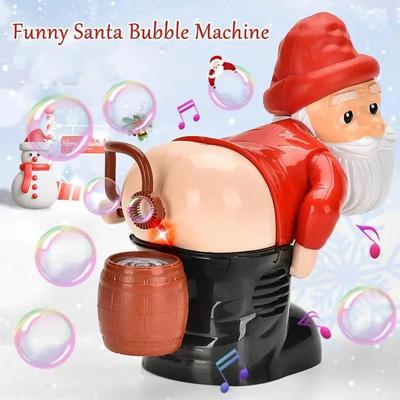 Забавная машина для мыльных пузырей Санта, игрушка с пузырями, электрический Санта, пускающий пузыри попой под музыку и со светом, рождественский подарок для детей