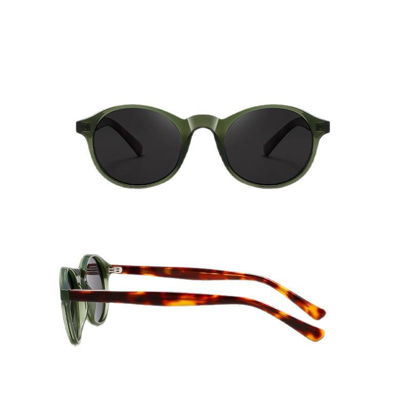 Polarized sunglasses S31126, retro round frame, acetate temples, 3+2 metal hinge, acetate eyewear