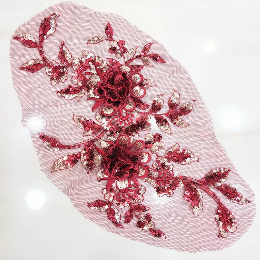 Sequins Multicolor Three-dimensional Embroidery Lace Cloth Stickers DIY Embroidery Appliques Clothing Patches Accessories Sequin