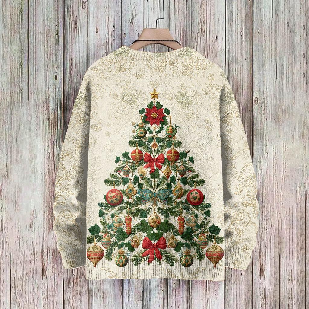 Рождественские толстовки для женщин Вязаный свитер Милая рубашка Осенний свитер с круглым вырезом Топы