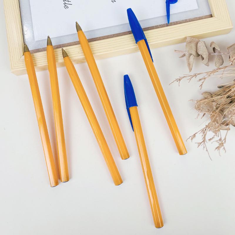 KZ-57 Yellow Barrel Ballpoint Pen, 1.0mm Bullet Tip with Blue Oil-Based Ink