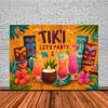 Tropical Tiki Bar Photography Backdrop Flower Totem Banner Hawaii Seaside View Background Baby Shower Kids Birthday Party Decor