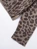 Women's Leopard Print Round Neck Long Sleeve Knit Sweater - European & American Style 2025 New Collection