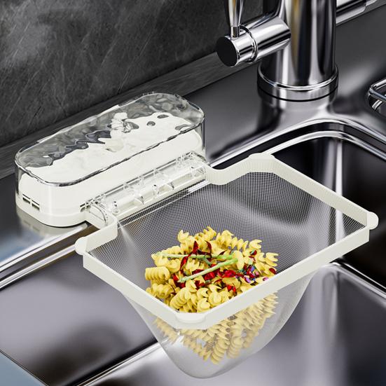 Одноразовая полка для фильтра для раковины с 100 фильтрующими сетчатыми мешками, полка для мусора с текстурой волны воды, присоска, держатель фильтра для раковины