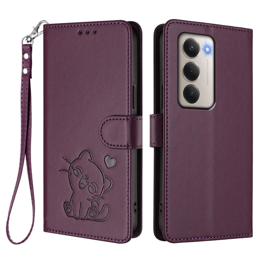 For Xiaomi Redmi 15 4G (EU) (171mm) Wallet Case with Wrist Strap Love Cat Pattern Imprint Leather Phone Cover