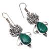 Malachite Gemstone Handmade Gift For Her Silver Jewelry Earrings 1.5''