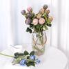 European Retro 3-Head Burnt Edge Rose Bouquet for Home/Hotel Decoration with Artificial Dried Flowers
