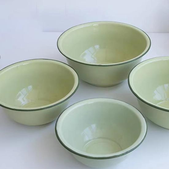 Yousheng Vintage Enamel Deep Soup Bowl Thickened Retro Rice Noodle Container Dishwasher Safe Serving Pot for Hot Meals