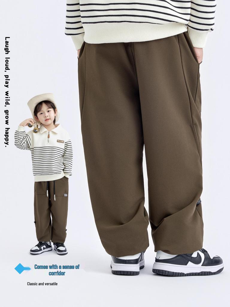 Kids' Windproof Woven Cuffed Casual Pants - 2025 Autumn Korean Style
