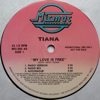 12-дюймовая пластинка TIANA - My Love Is Free MIC565 Micmac Records, 1991 США Танцевальная и Электронная Б/У