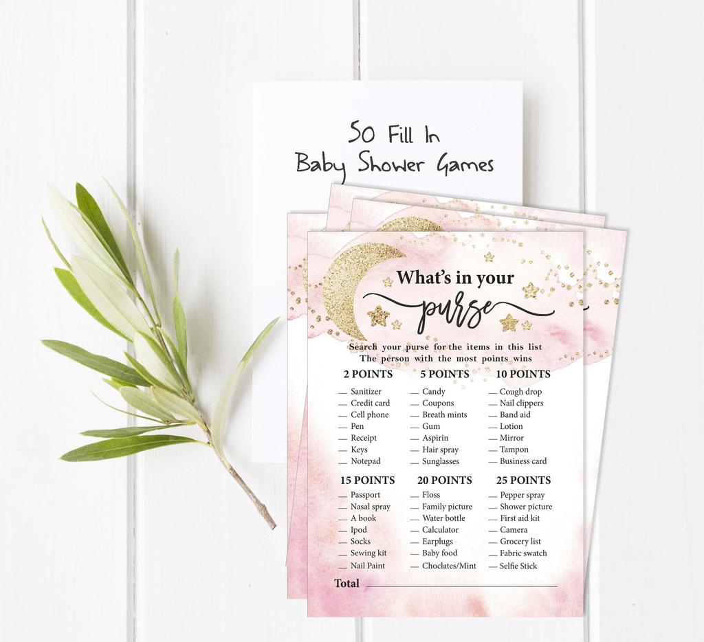 Inkdotpot 50A Advice CardsA For Baby Shower Game Glitter Star Advice For New Mom & Dad Gender Reveal Boy Or GirlA Party