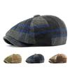 Octagonal Hat Autumn Wool British Plaid Beret Women's Daily Boy's Hat Male Paintsman's Hat