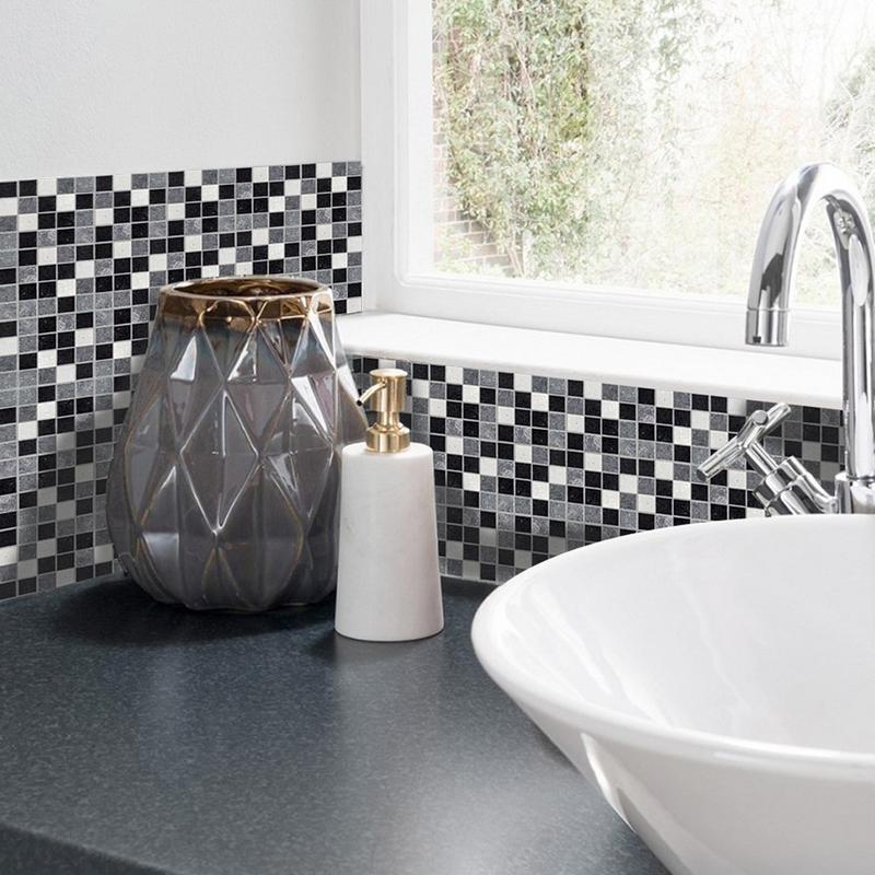 10см*10см/10шт 3D Мозаичная Самоклеящаяся Плитка Толстые Водонепроницаемые Обои Наклейки на Пол Сделай Сам Дом Кухня Ванная Декор