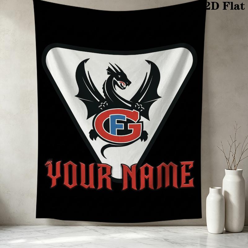 Custom Name Dragon Power Pattern Wall Tapestry Aesthetic Wall Hanging Printed Fabric Blanket Decorative Tapestries for Bedroom Living Room Home Decor