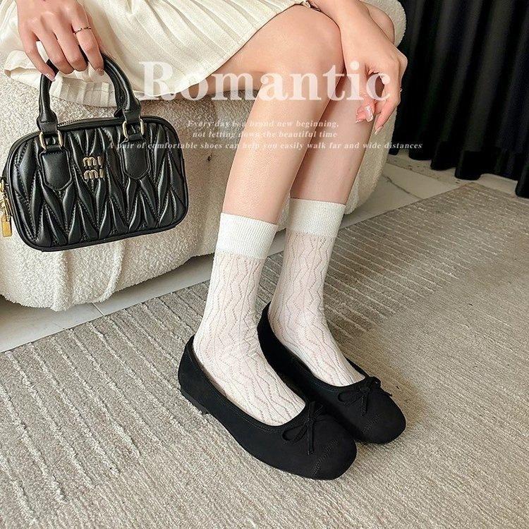 Желтые одинарные туфли женские 2025 новая летняя мягкая подошва французский вечерний бант на плоской подошве супер огонь балетки