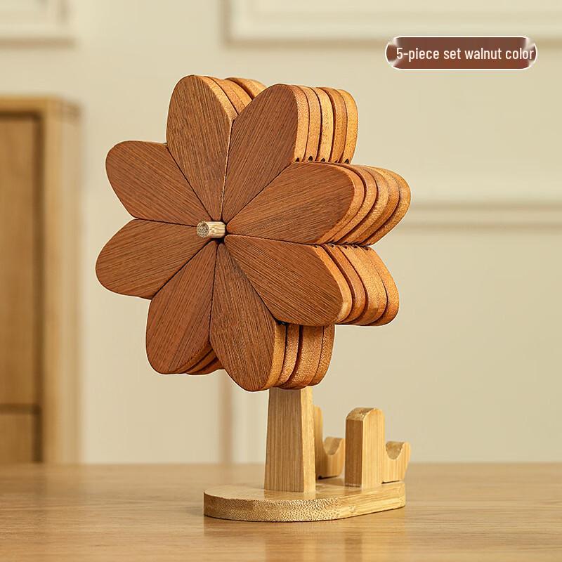 Abay Solid Wood Foldable Windmill Trivet & Coaster Set
