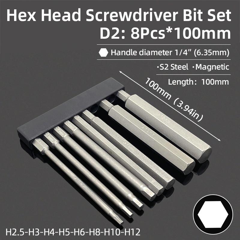 Набор шестигранных бит, торцевой шестигранный ключ, набор отверток, метрический шестигранный хвостовик SAE, магнитная отвертка, электрическая дрель из стали S2, ручные инструменты