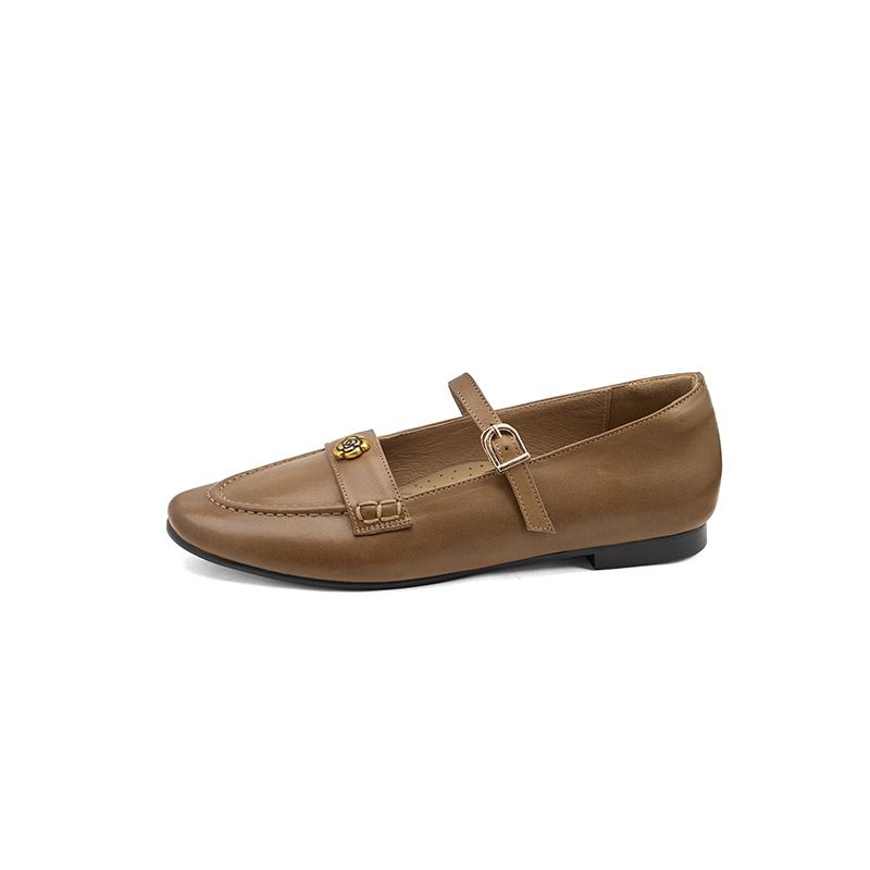 Fashion New Spring/autumn Genuine Leather Women Shoes Round Toe Mary Jane Shoes for Women Fashion Retro Belt Buckle Low Heel Women Pumps