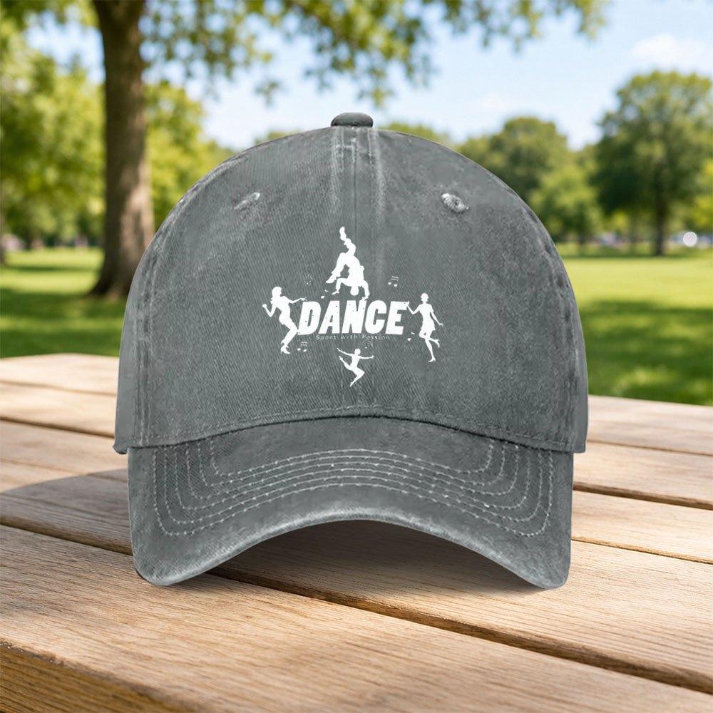 Classic DANCE Hip Hop Printed Washed Baseball Cap Unisex Casual Duckbill Hat for Street Wear Outdoor Travel Parties