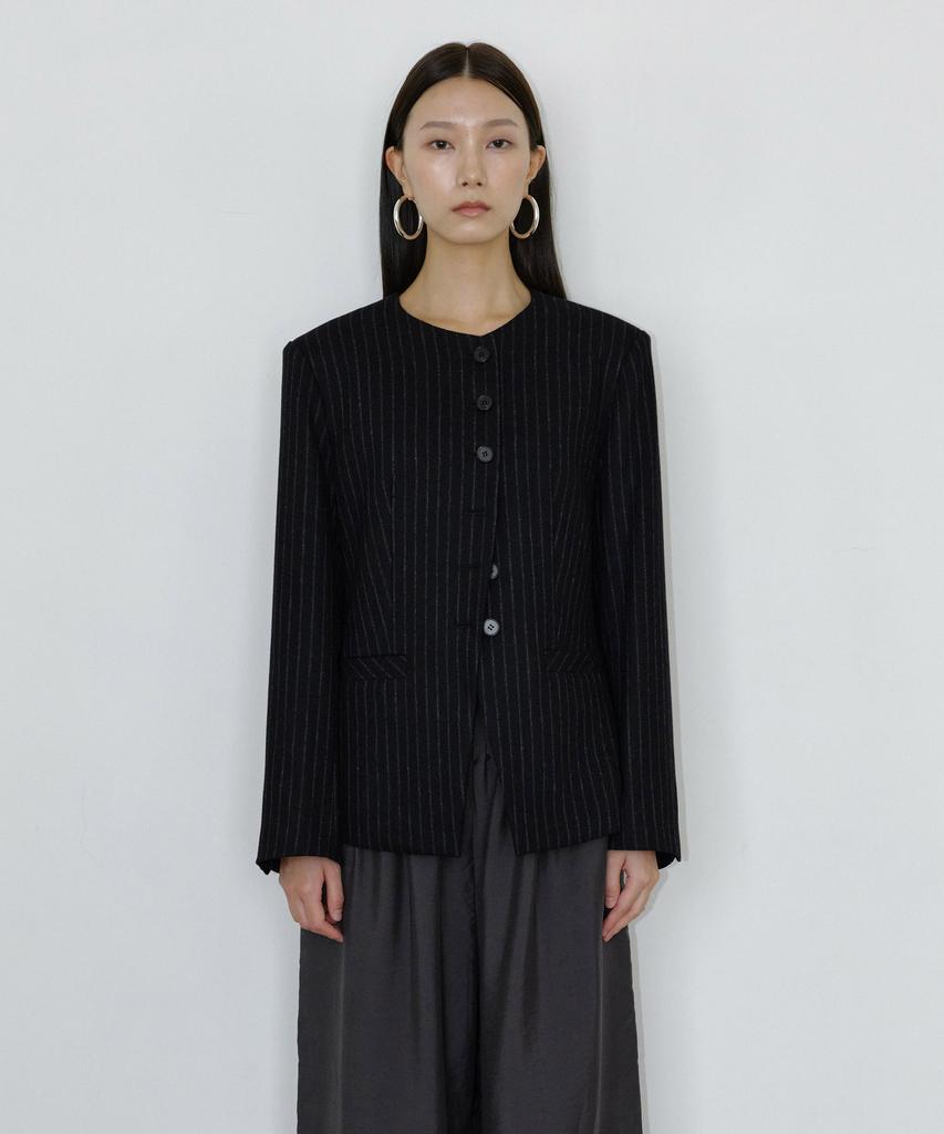 MAIS Stripe Hourglass Wool Jacket / Black