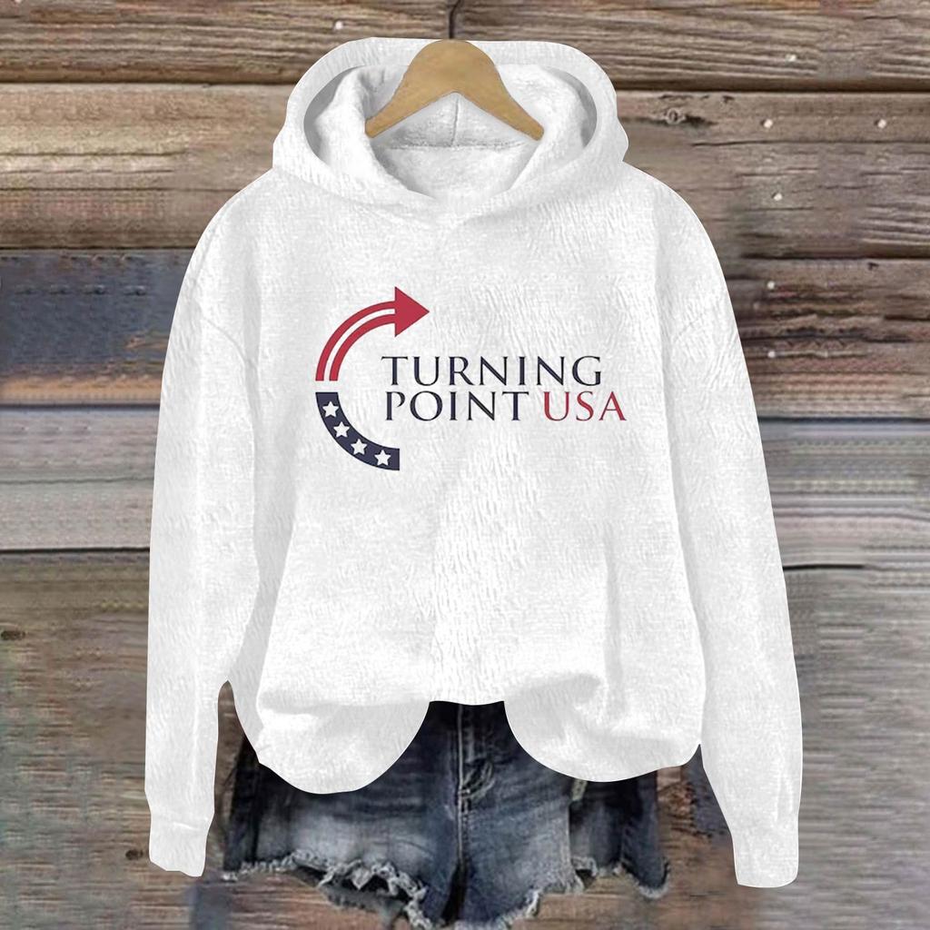 Ladies Fashion Casual Long Sleeve Printed Round Neck Hoodie Pullover Top