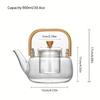 Элегантный стеклянный чайник с бамбуковой ручкой - термостойкий, из боросиликатного стекла, прозрачный, с деревянной ручкой, идеально подходит для дома, офиса или в качестве подарка на праздник