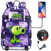 New USB Travel Backpack with Plant Print for Teens Students Unisex Casual School Bag