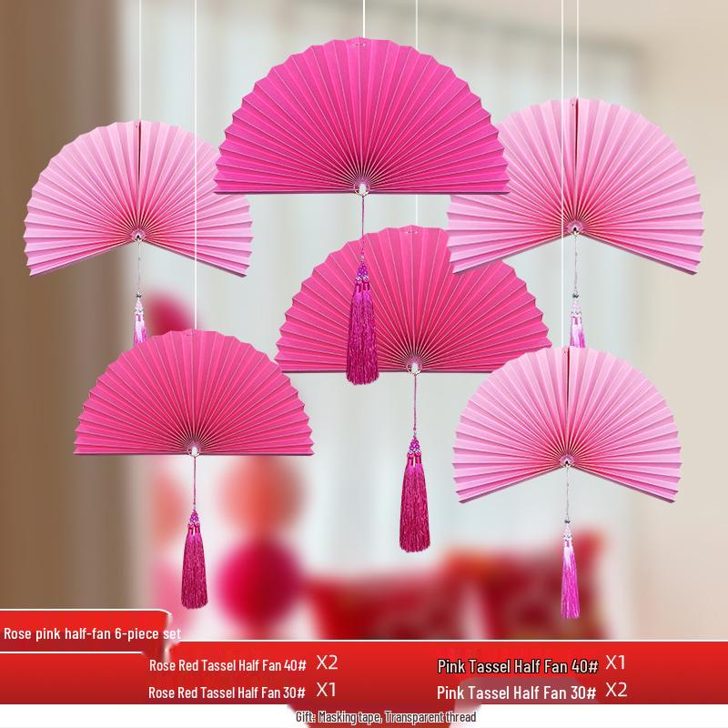 Набор для свадебного декора: Сотовые шары, Складные веера и Подвески «Двойное счастье» для комнаты жениха