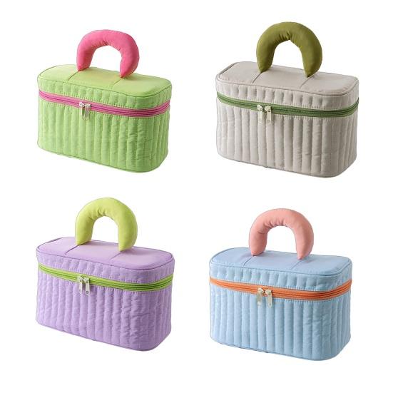 Дорожный кейс для макияжа женский контрастного цвета косметичка большой вместимости косметический