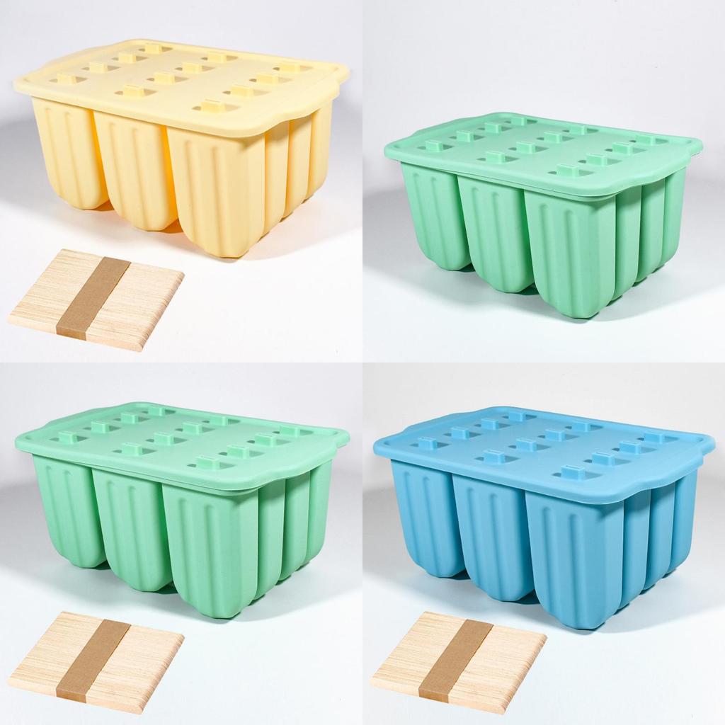 Silicone Ice Pop Molds 12 Cavity With Lid For Homemade Frozen Treats