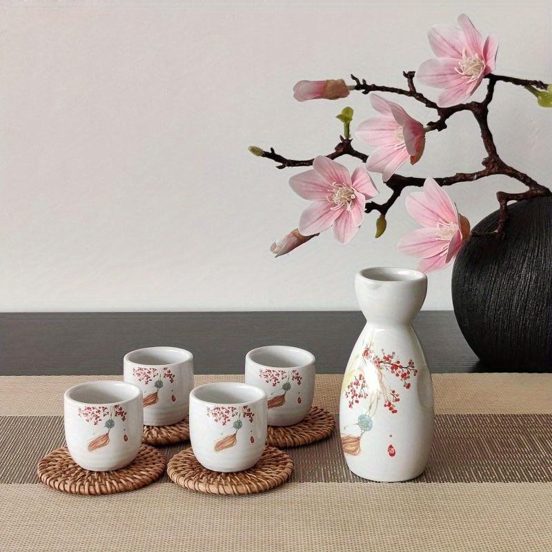 5 шт./компл., набор керамических бокалов для вина, креативный узор, керамическая чашка и чайник, портативный для кемпинга, пикника, подарок на день рождения