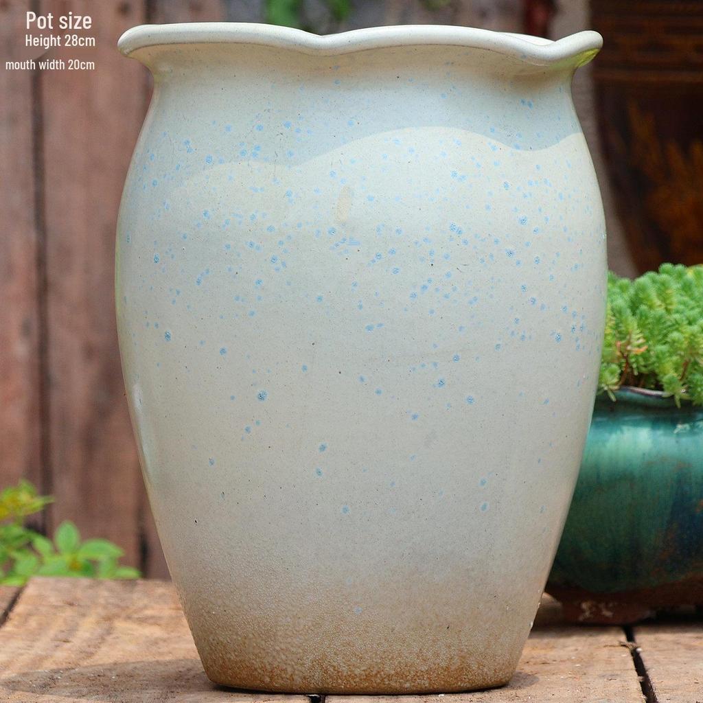 Большой керамический горшок ручной работы для суккулентов и орхидей - Дышащий, Грубозернистый глиняный горшок для бонсай