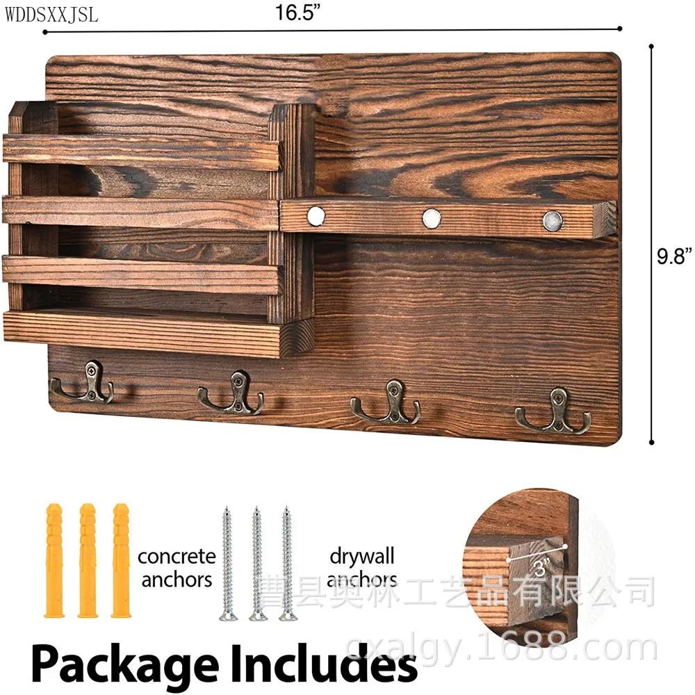 Креативная деревянная настенная полка, многофункциональный крючок для ключей, настенный стеллаж для хранения вещей в гостиной, подвесные полки для дома