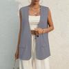 Ladies Summer Sleeveless Jacket Work Casual Sleeveless V-Neck Single Button Solid Color Suit Vest
